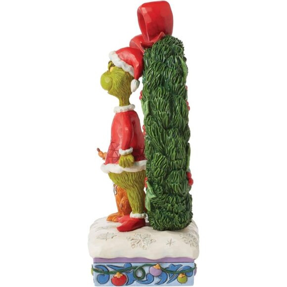 Dr. Seuss Grinch by Jim Shore Grinch and Max Standing by Wreath Lit Figurine NIB - Picture 5 of 7